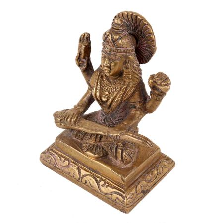 Handmade Antique Brass Saraswati Idol Statue