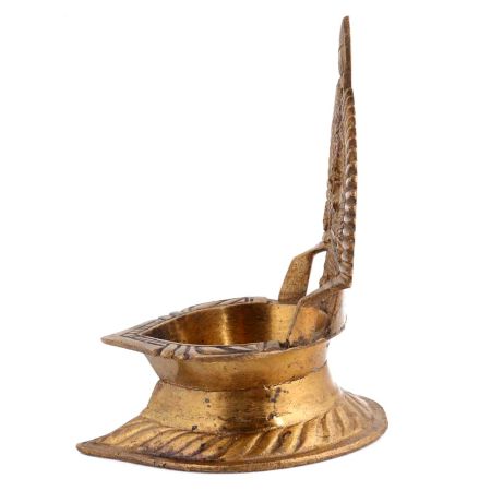 Handmade Golden Brass Gajalaxmi Vilakku or Lakshmi Oil Lamp Diya