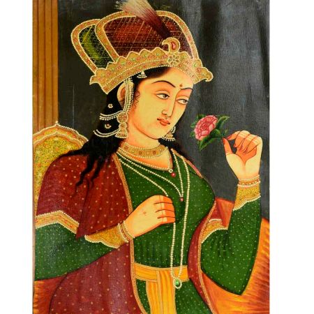 Handmade Multicolour Mughal Painting Of Empress Noor Jahan