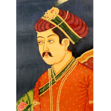 Noble Indian Mughal Painting Holding A Flower