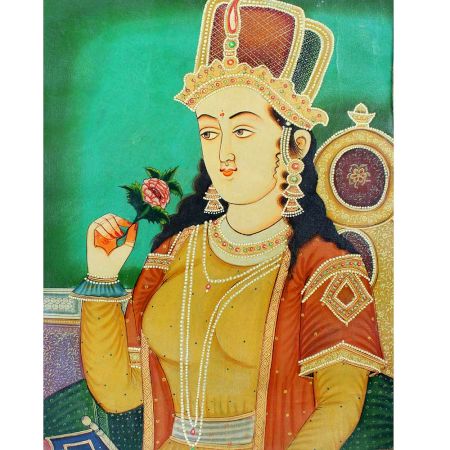 Handmade Canvas Painting Of Mughal Queen