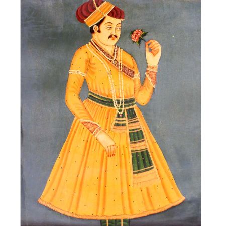 Mughal Emperor Miniature Canvas Painting