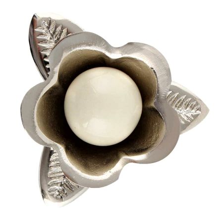 Silver Iron Cream Ceramic Bloom Cabinet Knobs