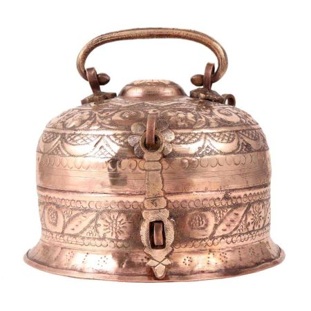 Brass Engraved Jewelry Box Storage Box With Chain