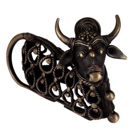 Brass Jali Design Sitting Nandi Statue
