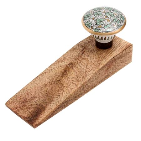 Green Butterfly Swarm Ceramic Wooden Door Stopper
