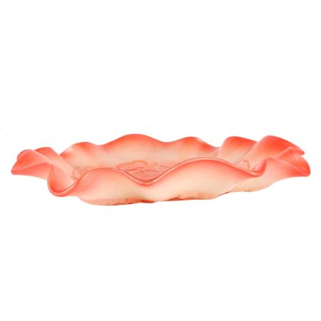 Red Glass Leaf Fruit Serving Tray