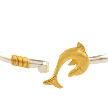 Dolphin Closure 92.5 Sterling Silver Bangle Bracelet