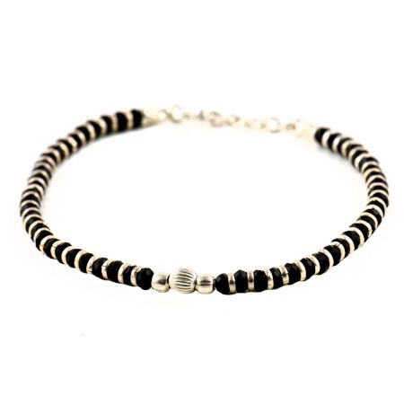 92.5 Sterling Silver Nazariya Bracelet with Black Crystals for Women