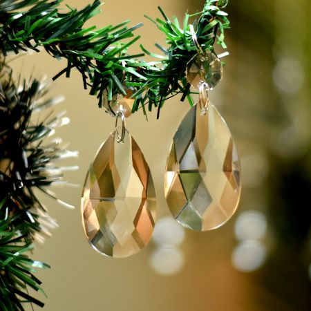 Clear Glass Tear Drop Hanging Crystal Set of 20