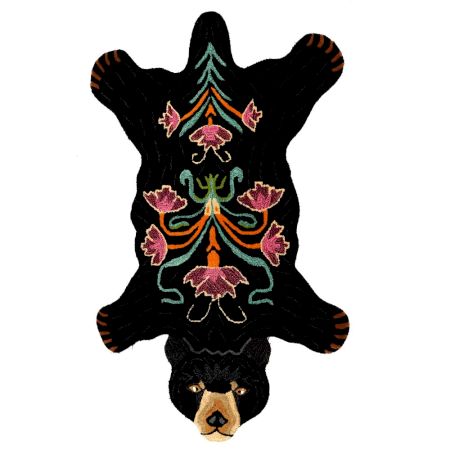Handmade Black Rug Woolen Tufted Bear Rug
