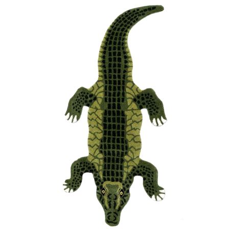 Handmade Rug Tufted Crocodile Pattern Wool Rug