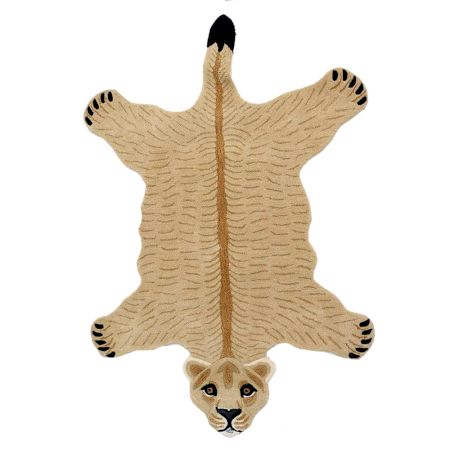 Hand Tufted Rug Lioness Pretend Skin Woolen Rug