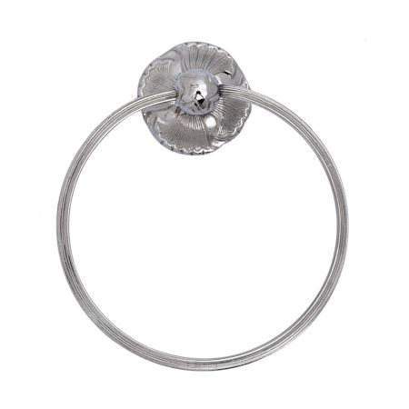 Silver Ornate Brass Towel Ring Holder