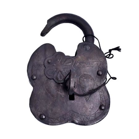 Handmade Riveted Wrought Iron Padlock With A Key