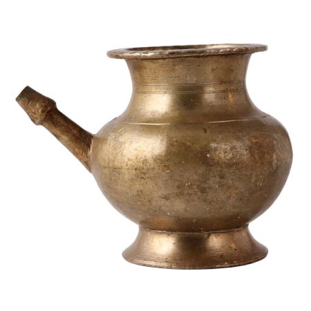 Brass Pooja Karva Pot In Antique Finish