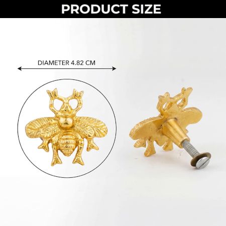6 Pieces Golden Bee Aluminium Drawer Knob