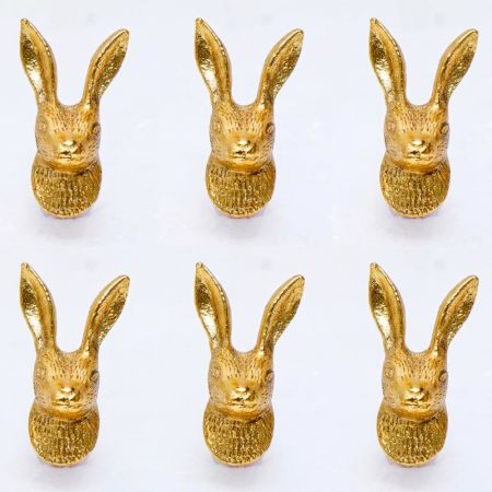 6 Pieces Golden Rabbit Metal Cabinet Knobs