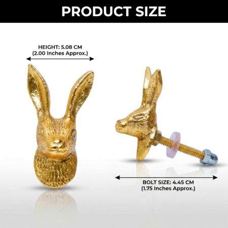 6 Pieces Golden Rabbit Metal Cabinet Knobs