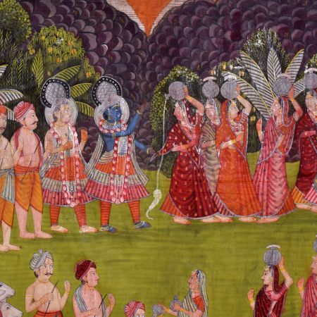 Pichwai Art Paiting Of Krishan Teasing Gopies