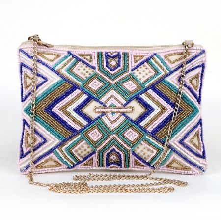 Multicolor Handcrafted Beaded Cotton Sling Type Of Bag For Women