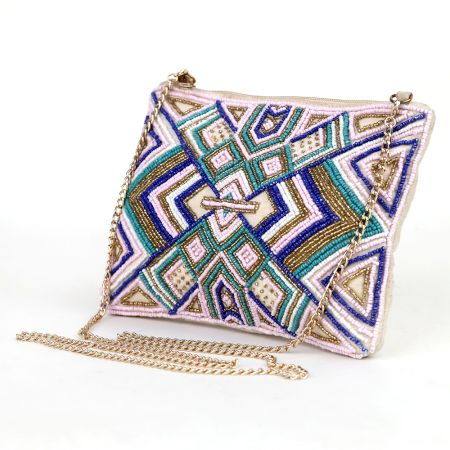 Multicolor Handcrafted Beaded Cotton Sling Type Of Bag For Women