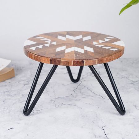 Brown and White Handcrafted Cake Stand for Dessert or Fruit