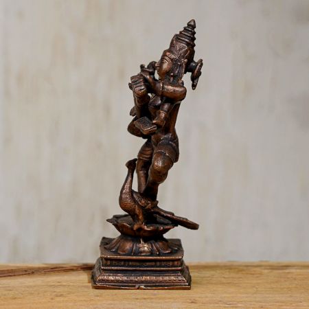 Copper Goddess Saraswati for Prayer Room