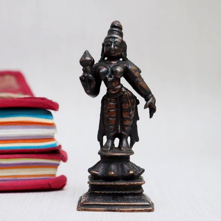 Vintage Copper Murti of Goddess Parvati for Home Temple