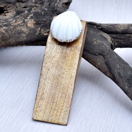 Brown & White Ceramic Wooden Door Stopper