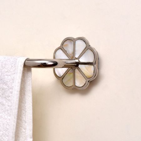 Silver Brass Mother of Pearl Bathroom Towel Bar