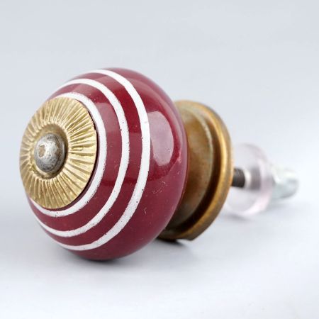 Cherry White Striped Knob