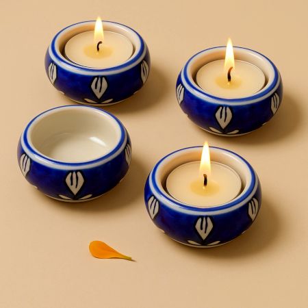 Beautiful Handmade Ceramic Tea Light Holder in Set of 4