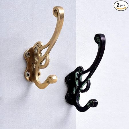 2 Pieces Handmade Vintage Brass Nostalgic Wall Hooks