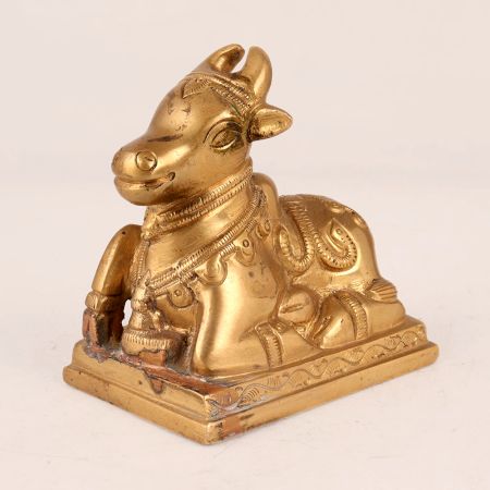 Golden Brass Nandi Statue for Prayer Room