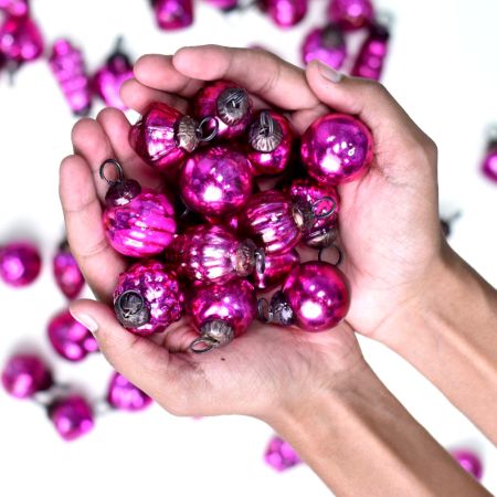 Pink Christmas Ornaments - Glass Ornaments for Decoration and Gift- Pack of 25