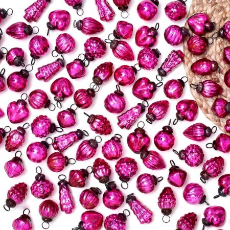 Pink Christmas Ornaments - Glass Ornaments for Decoration and Gift- Pack of 25