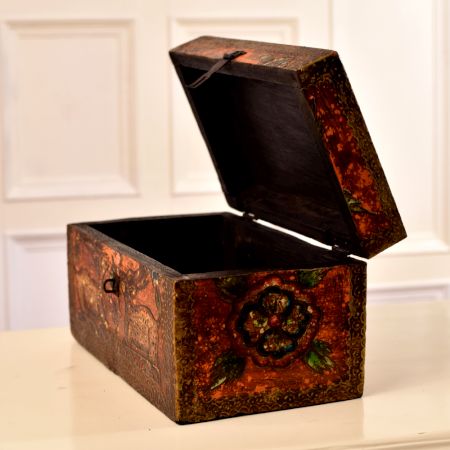 Beautiful Antique Finish Wooden Jewelry Box for Decor