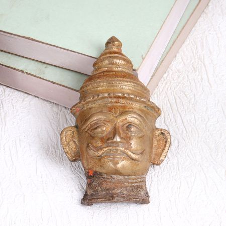 Vintage Brass Lord Shiva Muniswaran God Head Plate for Prayer