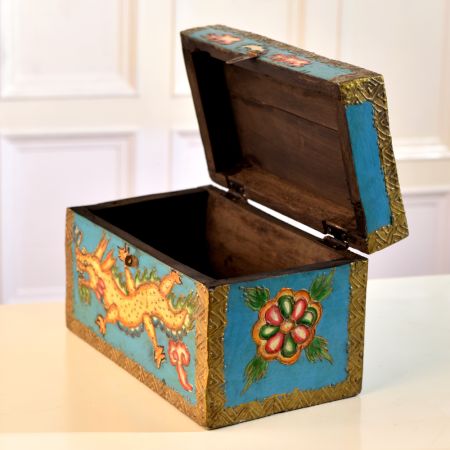 Dragon Engraved Handmade Wooden Box for Decoration