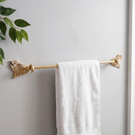 Modern Premium Brass Towel Hanger in Golden Finish