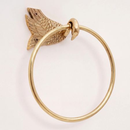 Modern Handmade Brass Towel Ring in Golden Finish