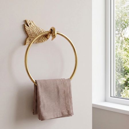 Modern Handmade Brass Towel Ring in Golden Finish