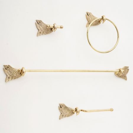 Handcrafted Swan Brass Bathroom Hardware Set of 4