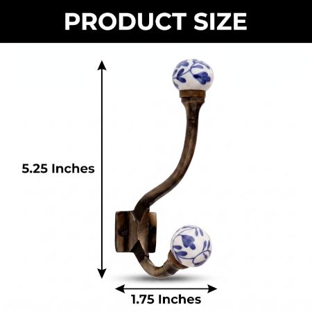 6 Pieces Floral Ceramic Iron Heavy Duty Wall Hook