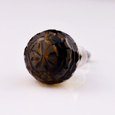 Smoky Round Patterned Glass Knob