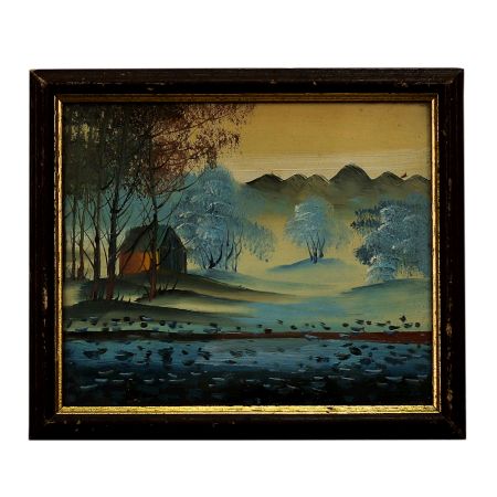 Small Used Oil Colour Painting of Folk Art for Hanging