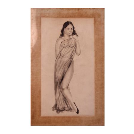 Fine Pencil Sketch Lady Painting from British for Decoration