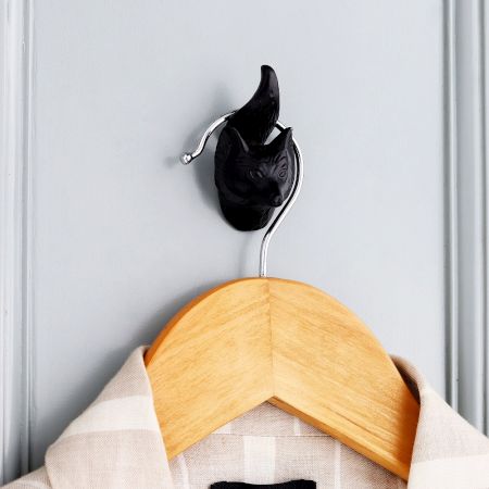 Modern Decorative Black Fox Face Iron Wall Hooks-3 Pieces