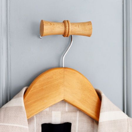 Handmade Natural Wooden T-Bar Wall Hooks-3 Pieces